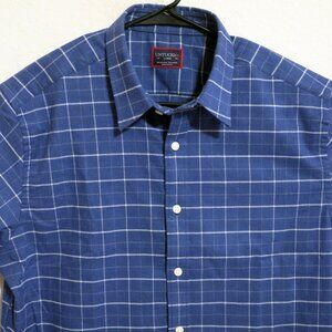 UNTUCKit Shirt Mens Large Long Sleeve Button Blue White Stripes Polyester